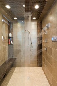shower with multiple spraying heads