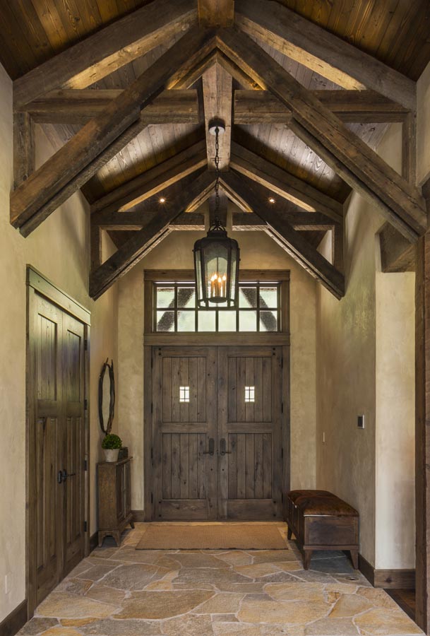 entry with wood beam architecture