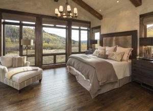 custom bedroom with large windows