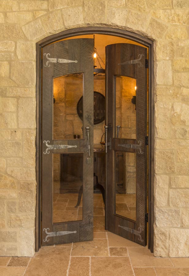 glass ornate doors opening