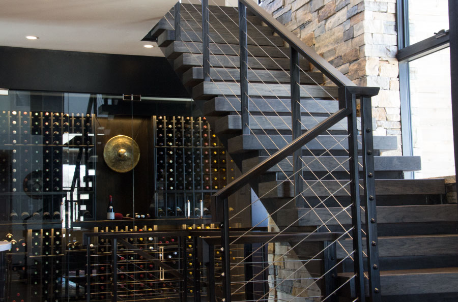 stairwell to wine cellar